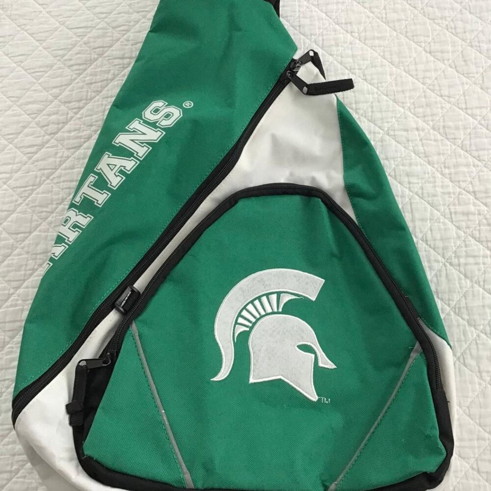 Michigan State University MSU Spartans Sling Style Adjustable‎ Canvas Backpack